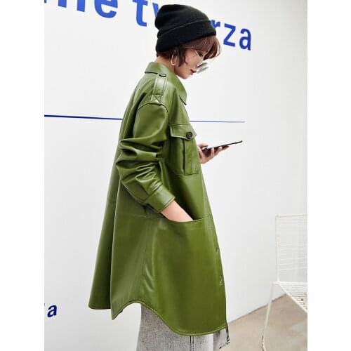 Jacket Leather Genuine Autumn Jacket Women Real Sheepskin Coat Female Streetwear Long Trench Coats Chaqueta Mujer MY4093 s