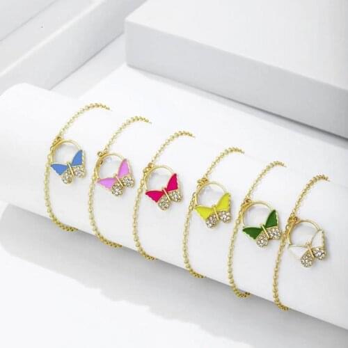 Korean Fashion Cute Butterfly Pendant Necklace for Women Golden Color Statement Necklace Jewelry Gifts Wholesale Dropshipping