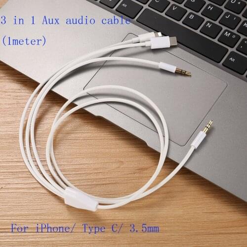 1m 3ft 8pin Type-C and 3.5mm to 3.5mm Male Car Stereo Speaker Audio Aux Cable