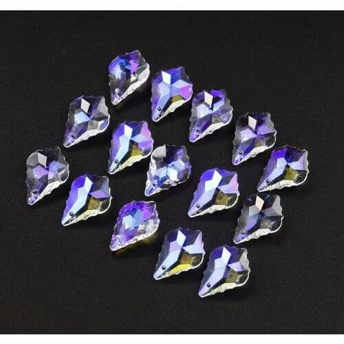 10 PCS Fire Polished AB Color Maple Leaf Crystal Prism Pendant Chandelier Hanging Decor Suncatcher Curtain Lighting Accessory