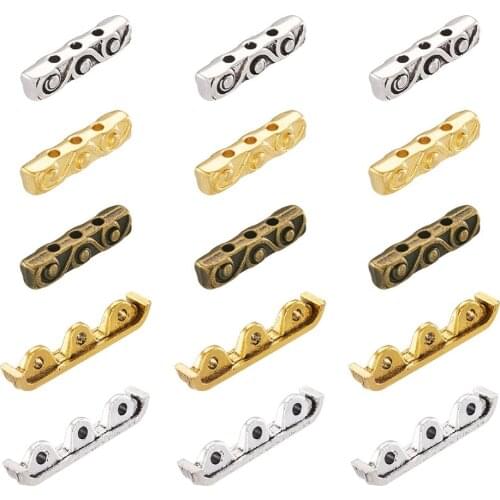 150pcs Alloy Spacer Bars 3 Holes Tibetan Style Beads For Jewelry Findings DIY Multilayer Bracelet Mixed Color 7.4x7.3x2.5cm