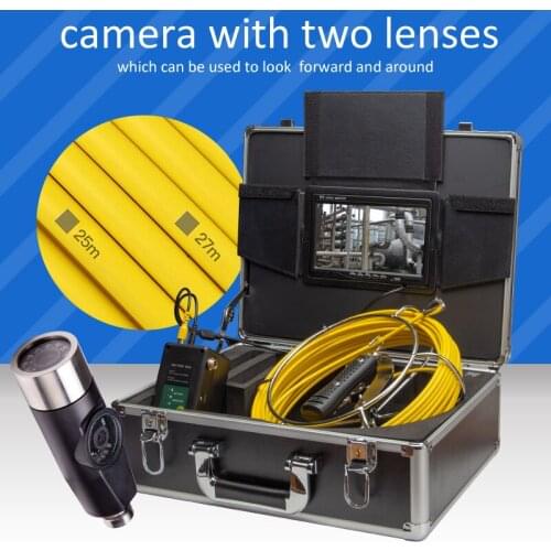 20M Dual Lens Pipe Industrial Endoscope Drain Pipeline Sewer Inspection Video Camera System 7"LCD Monitor IP68 Waterproof
