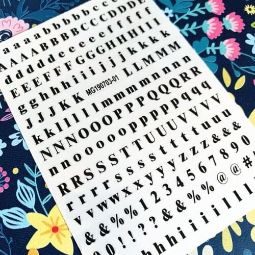 2020 latest 5 colors English alphabet 3d nail art sticker nail decal stamping export japan designs rhinestones