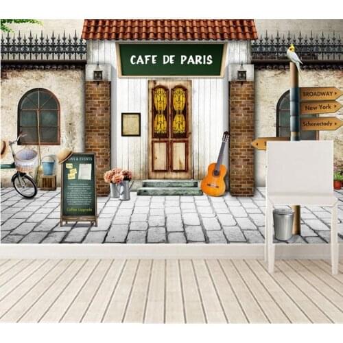 Custom 3d murals,Retro nostalgia cafe at the door wallpaper,bar coffee shop living room sofa TV wall bedroom papel de parede