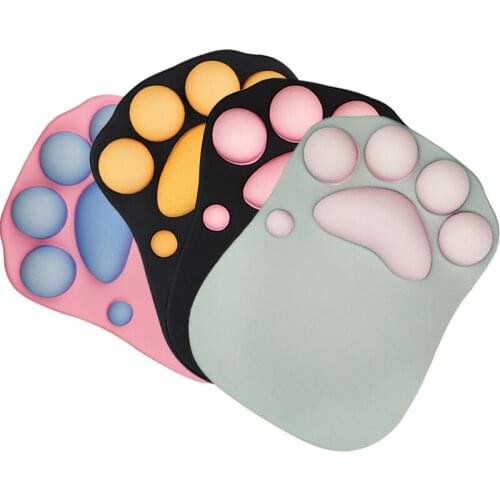 3D Mouse Pad Soft Silicone Cute Cat Paw Mouse Mat Memory Foam Wrist Rests Cushions Mousepad for kids Laptop Computer Mousepad