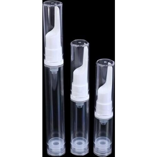5ml 10ml 15ml Clear Plastic Airless Pump Bottle for Eye Cream Essence Refillable Cosmetic Travel Bottle