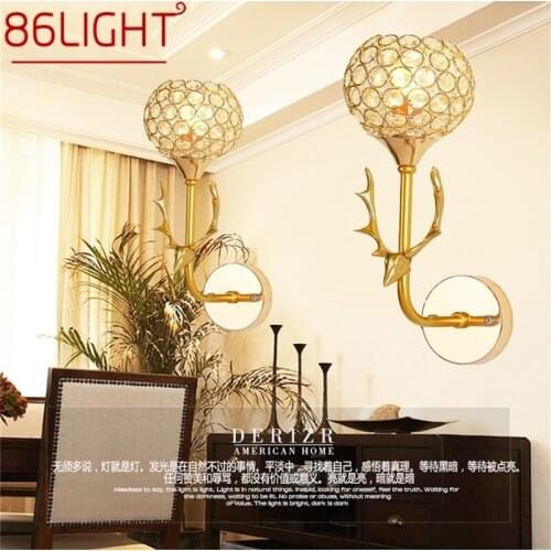 86LIGHT Wall Lamps Contemporary Creative LED Gold Sconces Crystal Lights Indoor For Home Bedroom