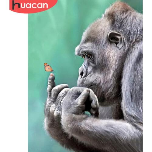HUACAN Diamond Painting 5d Monkey DIY Mosaic Animal Diamond Embroidery Orangutan Rhinestones Pictures Wall Art Decor For Home