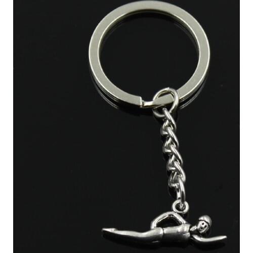 New Fashion Keychain 29x11mm Swimming Swimmer Sporter Pendants DIY Men Jewelry Car Key Chain Ring Holder Souvenir For Gift