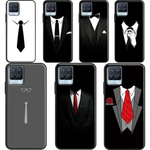 Suit and Tie For OPPO Realme 8 Pro Q3 6 7 Pro GT Neo C3 C21 Case For OnePlus 9 8 Pro Nord 8T 9R Cover