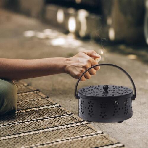 Incense Coil Holder Portable Coil Incense Burner For Home Office Iron Drive Away Mosquitoes Incense Hollow Round With Handle #WH