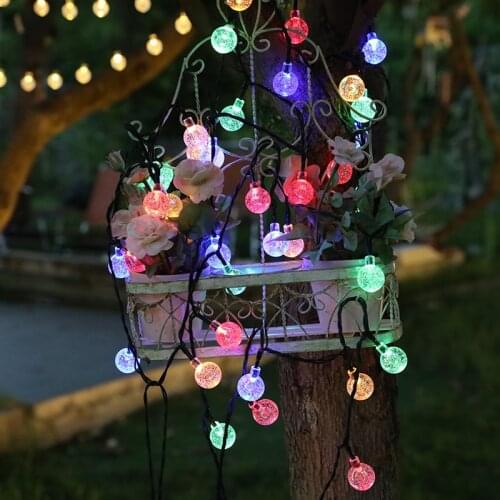 New 20/50 LEDS Crystal ball 5M/10M Solar Lamp Power LED String Fairy Lights Solar Garlands Garden Christmas Decor For Outdoor