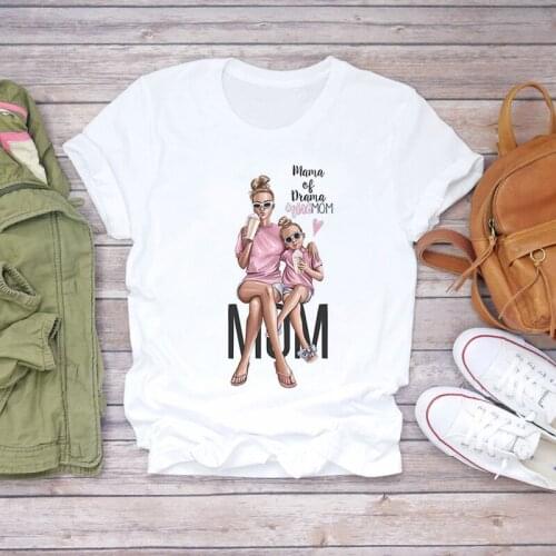 T-shirts Top For Mother Women Cartoon Mama Girls Summer Mom Love Clothing Print Lady Graphic T Shirt Ladies Female Tee T-Shirt