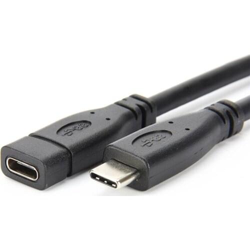 USB Type C to USB C Cable USBC Male To Female Extension Cable Fast Charging Data USB Cable Reversible Extener Wire 0.5M Black
