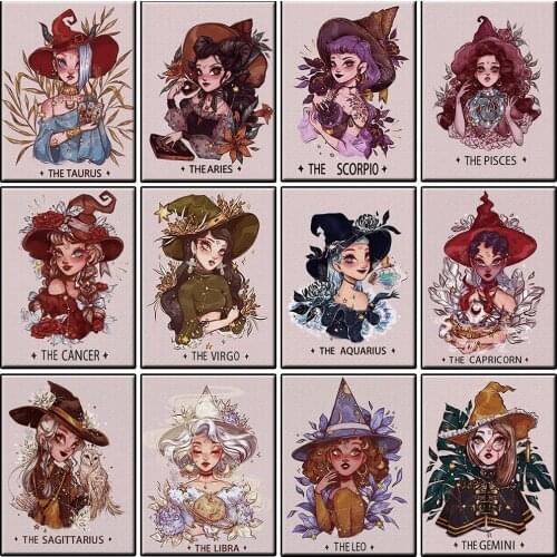 Zodiac Girl DIY 5D Diamond Painting Full Square Round Cartoon Series Beads Embroidery Home Decor Gift Creative Hanging Painting