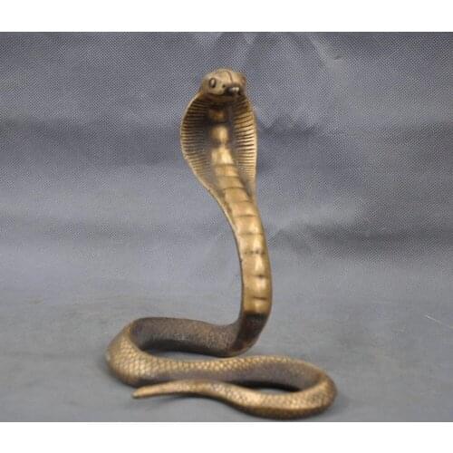 Chinese China Handmade Brass Bronze Statue Lucky Cobra Sculpture