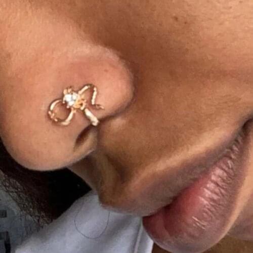 1Pcs Rhinestone Scorpion Fake Piercing Nose Ring Nose Clip Cuff Nostril Piercing Ear clip cuff Body Jewelry Faux Piercing