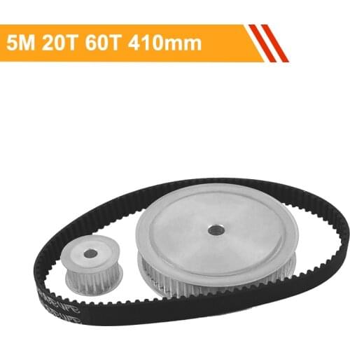 HTD5M Timing Belt Pulley Set 20T 60T Reduction 1:3 5M-410mm Tranmission Belt 100mm Center Distance Toothed Pulley Wheel Kit