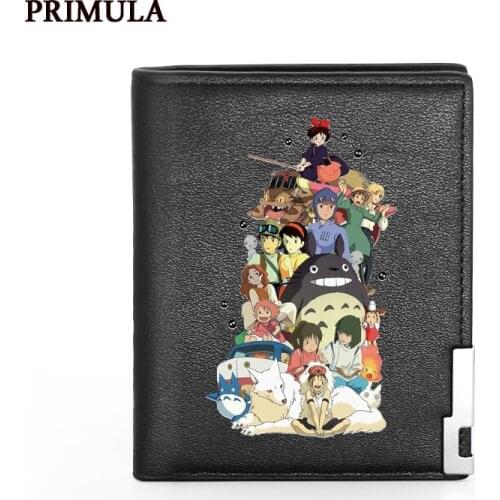 High Quality Spirited Away My Neighbor Totoro Printing Leather Mens Wallet Credit Card Holder Short Male Slim Purse