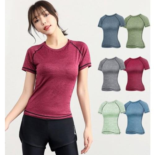 Yoga Crop Top T-shirt High Running Short Sleeve Girl Mujer Camisetas
