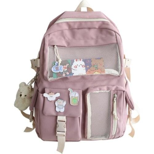 Kawaii Nylon Womens Backpack Fashion Waterproof Rucksack for Teen Girls School Bags Cute Student Book Bag Female School Mochila