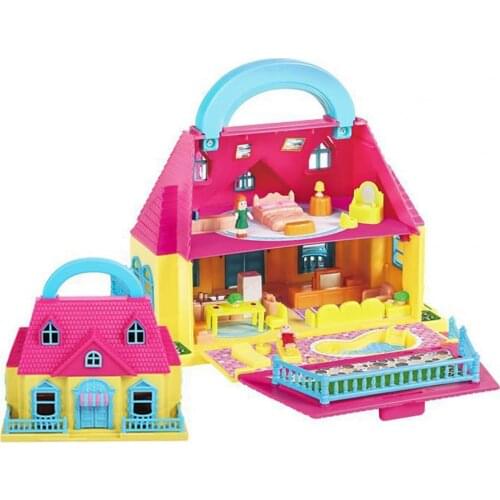Simulation DIY Miniature Princess Doll House Villa Castle Model Educational Building Blocks Home Decoration Toys for Children