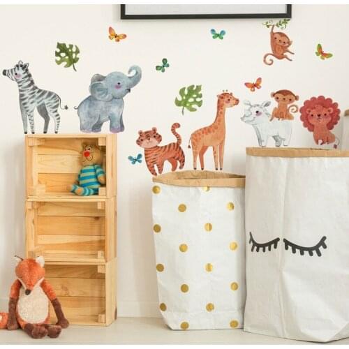 Cartoon Animal Wall Stickers for Kids Room Bedroom Decor Aesthetic Living Room Corridor Backdrop Decal Room Decoration Mural