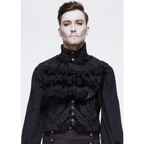 Devil Fashion Black Steampunk Embroidered Sleeveless Vest for Mens Waistcoat for Party