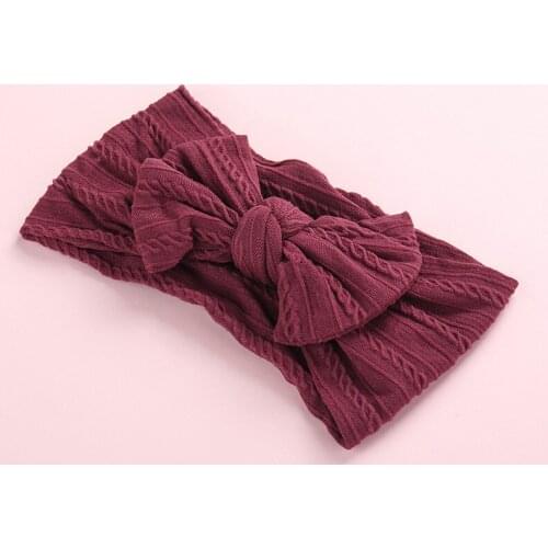 Knot Bows Cable Knitted Nylon Headbands,Soft Stretchy Wide Bows Nylon Head Bands,Newborn Baby Girls Turban Head Wraps Hair Wear