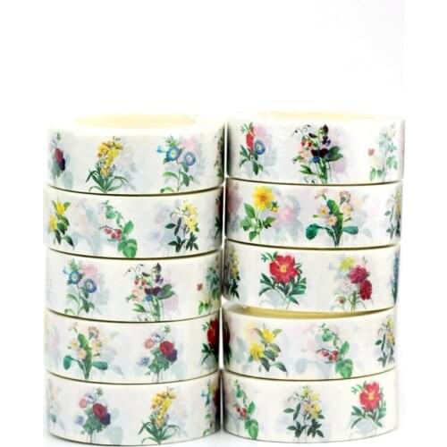 NEW 10pcs/Lot Decorative Peach Flowers Fruit Trees Washi Tapes Japanese for Bullet Journal Adhesive Masking Tape Cute Papeleria