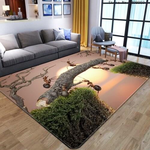Ants Moving Carpet Nature Animals wood Mat Anti-slip Living Room Large Area Rug Nordic Carpets for Room Decoration Teenager Kids