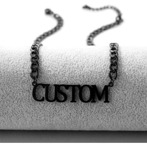Personalized Custom 5mm Cuban Chain Black Stainless Steel Classic Necklaces for Women Customized Nameplate Jewelry Gifts