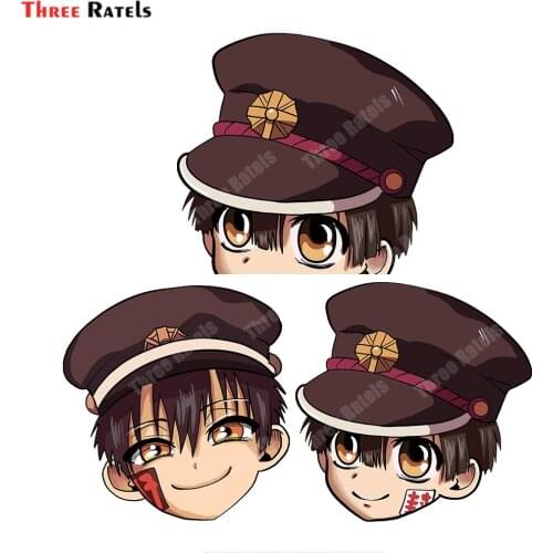 Three Ratels D127 Hanako Kun Head Sticker For Car Window Decor Vinyl Material Waterproof Property Auto Decals
