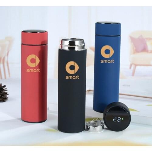 Car Style Smart LED Temperature Display Thermos Mug 500Ml Travel Sports Bottles With Logo For Smart Fortwo Forfour 453 451 450