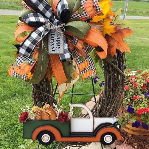 Halloween Pumpkin Truck Wreath Front Door Wreath Ornament Autumn Simulation Garland Ornament Decor House Garden Wall Gorgeous