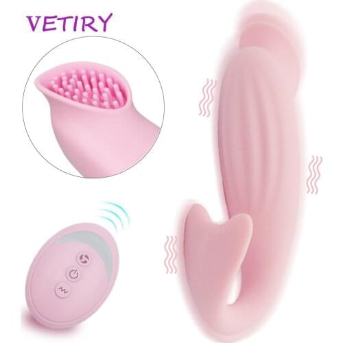 VETIRY Mermaid Shape Vibrator Tongue Licking Clitoris Stimulation Remote Control 10 Frequency Sex Toys for Women G-Spot Massager