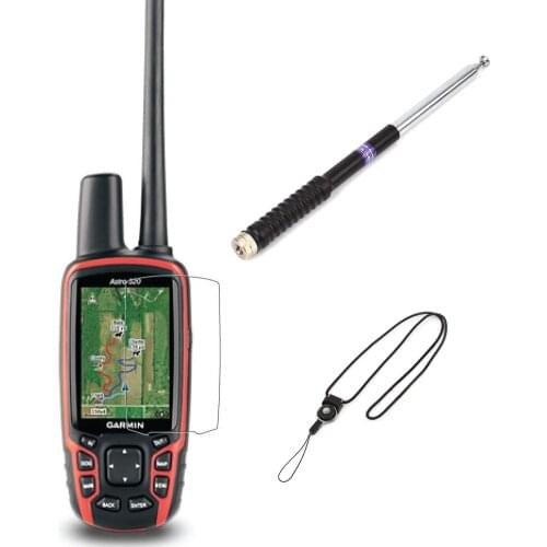 Long Range Extendable 127cm Antenna + Clear Screen Protector Shield Film + Lanyard for Garmin Astro 430 320 900 Alpha 50