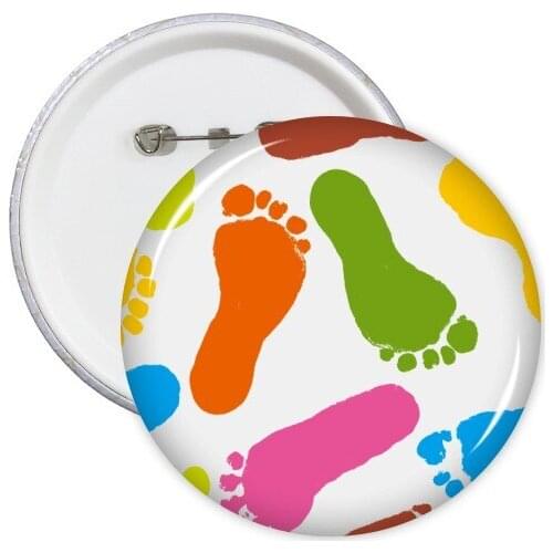 Colorful Footprint Modern Style Fashion Poster Round Pins Badge Button Clothing Decoration Gift 5pcs
