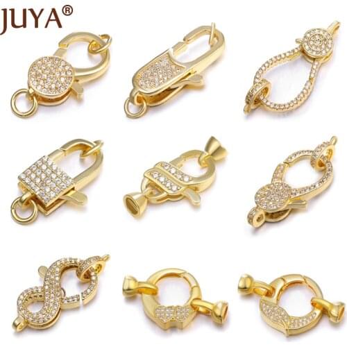 Cubic Zirconia Lobster Clasps Connectors For Jewelry Making Supplies Handmade Copper Hook Bracelet Necklaces Accessories