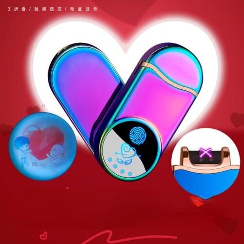 Love Projection Double Arc High-end Rechargeable Heart-shaped Lighter Creative Personality Birthday Gift for Boyfriend Men Gifts