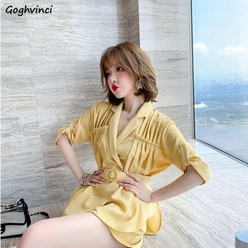 Women Sets Design Notched Folds Sashes Office Shorts Cozy Loose High Waist Feminino Temperament Korean Style Fashion Daily Ins