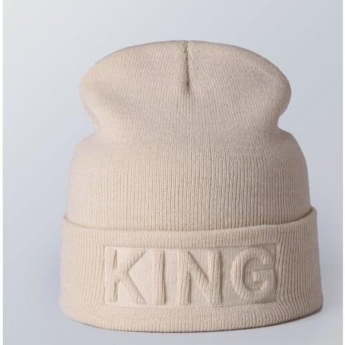 Winter Hats New KING QUEEN Spring Fall Knitted Beanies hat Girls Man Hip-hop caps Solid Skullies Women Men Bonnets Wholesale