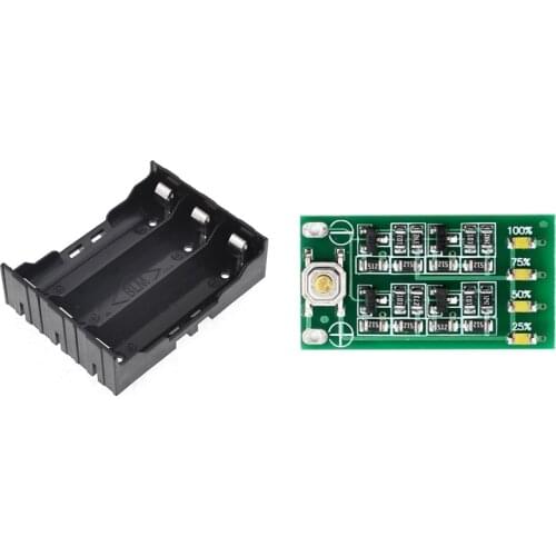 1 Pcs 18650 Battery Holder With Pins & 1 Pcs 3S 11.1V 12V 12.6V Lithium Battery Capacity Indicator Module
