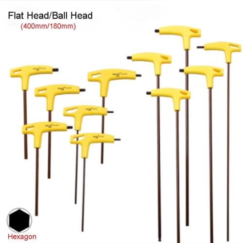 1PCS T-Handle Hex Key Wrench 400mm Flat/Ball head Hex Socket Screwdriver Universal Double-end Wrench Allen Screws Tools