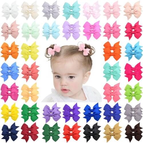 10pcs/set Boutique Handmade Colorful Solid Ribbon Grosgrain Hair Bow With Clips For Kids Girls Hair Accessories