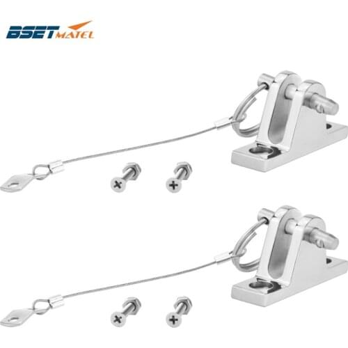 2PCS 90 Degree SS 316 Boat Bimini Top Deck Hinge with quick release pin and lanyard Marine Kayak Canoe Boat Cover Sprayhood