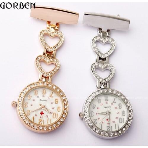 2020 Luxury Nurse Pocket Watch Womens Chic Heart Stainless Steel Crystal Vintage Dress Pocket fob Watches Ladies reloj colgante