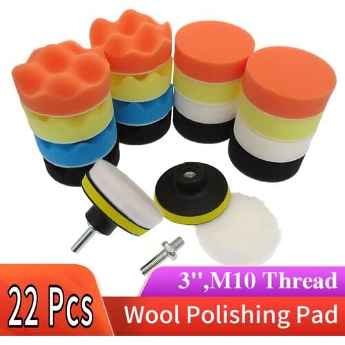 4 Style Car Polishing Pad Kit 22 Pcs, 3 Inch Foam Drill Buffing Sponge Woolen Pads for Car Sanding, Buffing, Polishing, Waxing