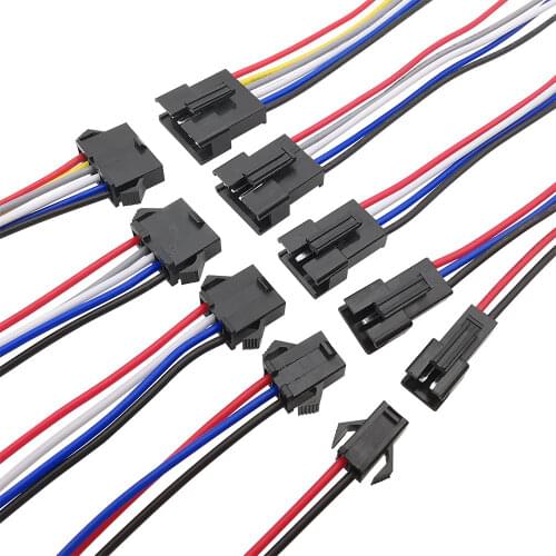 5Paisr 2Pin 3Pin 4Pin 5Pin 6 Pin JST SM Plug Socket Male to Female Jack Extension Pigtail Wire Cable Connector for LED Strip