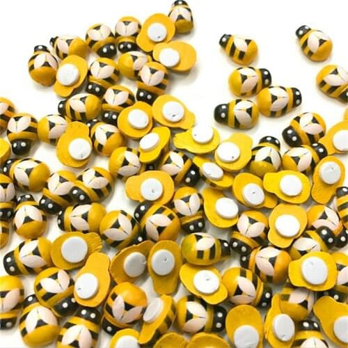 500PCS Mini Bee Wooden Ladybug Sponge Self-adhesive Stickers Fridge Wall Scrapbooking Home Party Holiday DIY Decorations